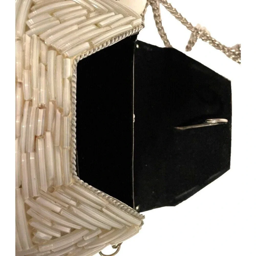 Vintage Glass Mosaic Evening Bag Small Crossbody Purse Flap Latch Chain‎ Strap